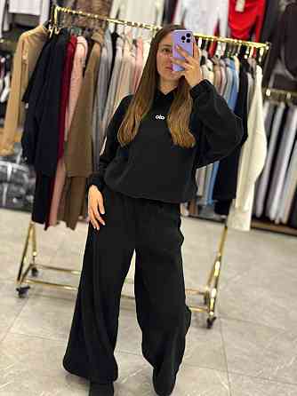 Женский теплый прогулочный костюм двойка: кофта и штаны турецкий флис Черный, 46/48 Одесса