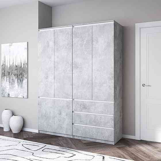 Шафа для одягу VAYS, зі штангою та полицями, комплект з 2 шаф R10+R16 Бетон-Білі планки Львів