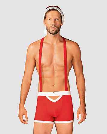 Мужской эротический костюм Санта-Клауса Obsessive Mr Claus 2XL/3XL, боксеры на подтяжках, шапочка с Sex Aura Киев
