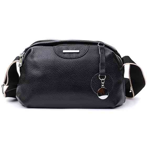 Сумка на два відділення з натуральної шкіри Vintage 22592 Чорна Київ