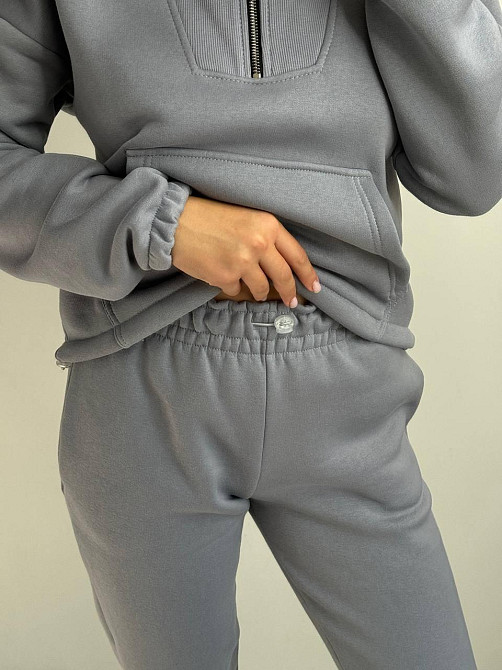 Флісовий спортивний костюм зі змійкою Сірий XL-2XL Харків - фото 4