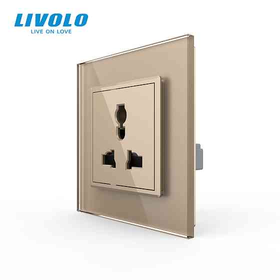 LIVOLO Розетка універсальна 12 стандартів в 1 Livolo золото скло (VL-C7C1C-13) Коломия
