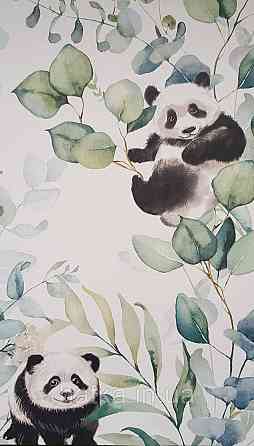 Шпалери флізелінові еко Rasch Kids World 0.53х10 дитячі ведмедики панда зелені листя гілки на білому Київ