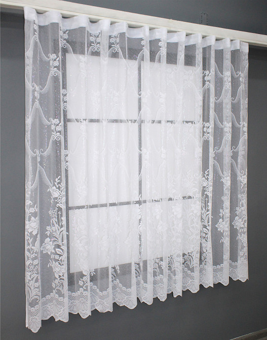 Коротка тюль, висотою 1,5м, жакард колір білий 1321т Київ - фото 2