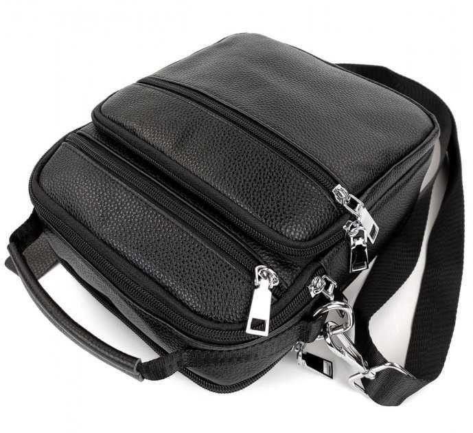 Мужская черная кожаная сумка-барсетка 22х24х8, мессенджер Bexhill A25-228C черный Киев - изображение 8