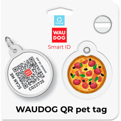 Адресник для животных WAUDOG Smart ID с QR паспортом "Пицца", круг 25 мм (225-4038) Винница - изображение 5