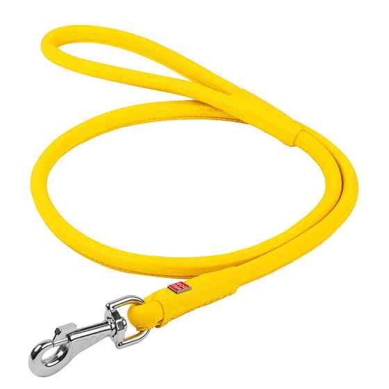 Повідець для собак шкіряний WAUDOG Glamour круглий, Д 10 мм, Дов 122 см жовтий Коломия
