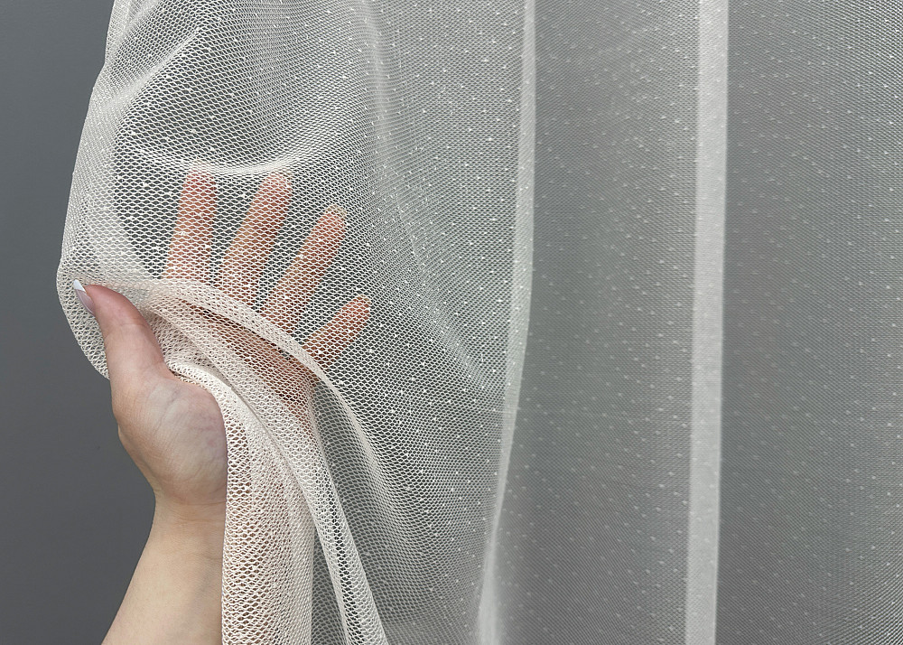 Тюль жаккард цвет белый с бежевым 1668т Киев - изображение 2