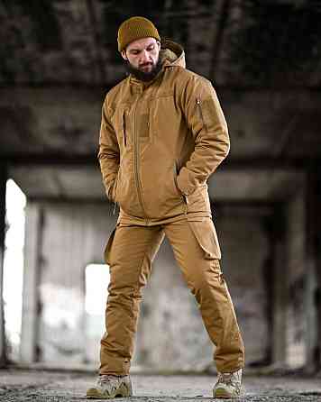 Зимний тактический мужской костюм койот куртка штаны на синтепоне с подтяжками теплый закрывает поясницу 50 р Одесса