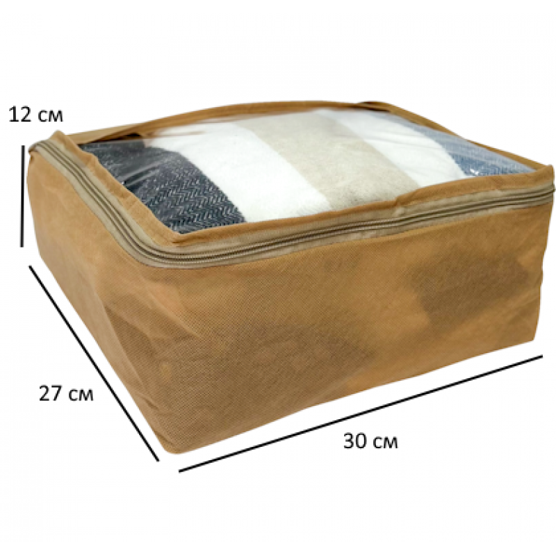 Середня дорожня сумка для речей з ручкою та прозорою вставкою P002 30x27x12 см (Бежевий) Суми - фото 4