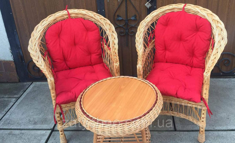 Меблі плетені з лози | набір меблів з подушками | 2 крісла та стіл з лози Київ - фото 6