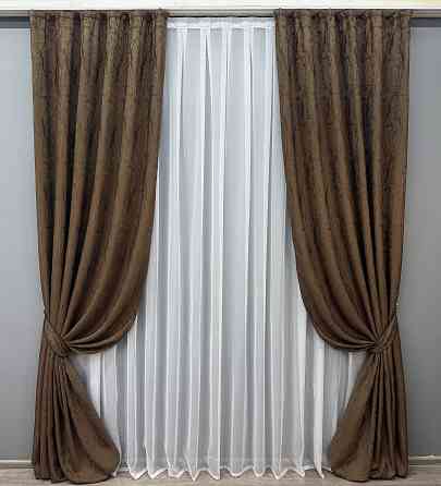 Комплект штор VR-Textil Жакард Viva Marmo № 1780ш Коричневий 150х290 см 2 шт (33-0734) Київ