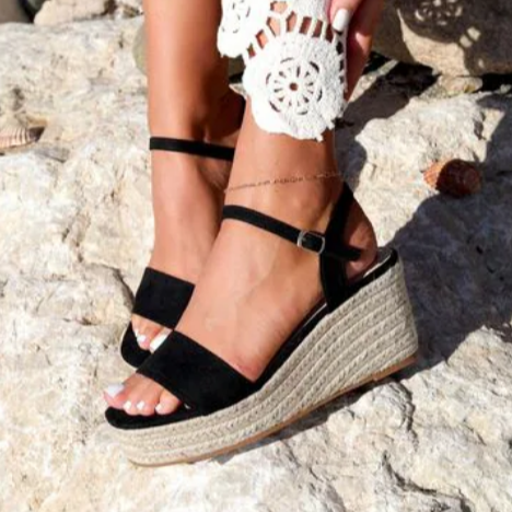 Жіночі Сандалії Босоніжки на Танкетці Платформа Чорні Літні (розміри: 37,38,39,40) — 32 Дніпро - фото 3