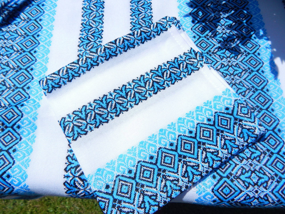 Синя скатертина вишита і серветки Київ - фото 5