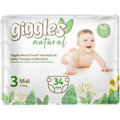 Подгузники Giggles Natural 3 Midi 4-9 кг 34 шт (8680131206391) Винница - изображение 1