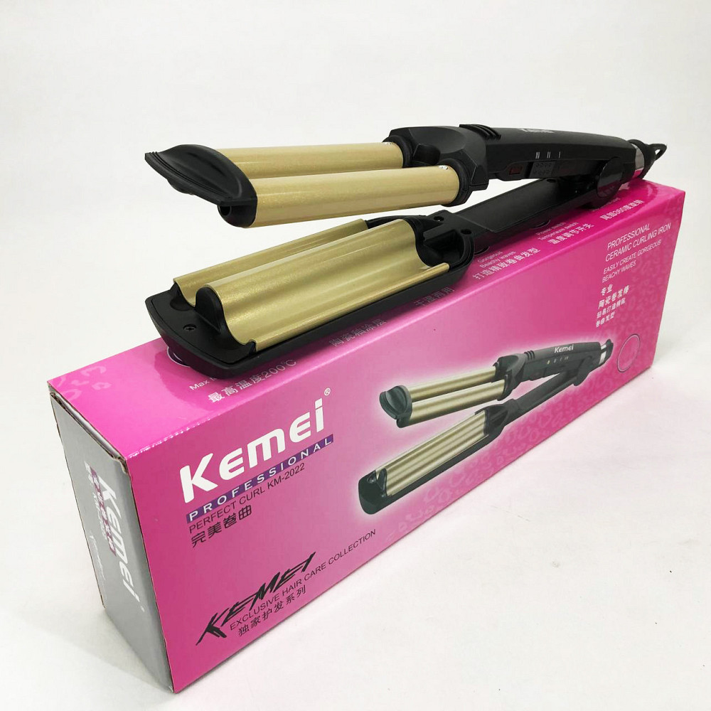 Конусна плойка для прикореневого об'єму Kemei KM-2022 45Вт, Сучасні щипці для завивки волосся IC-12 Львів - фото 19