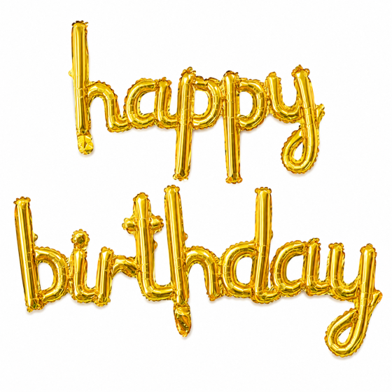 Шарики-буквы Happy Birthday, золотой слим Киев