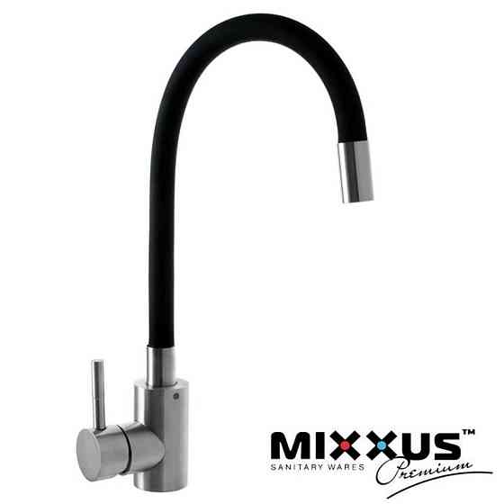 Смеситель для кухни MIXXUS SUS-011 REFLECTOR BLACK, с силиконовым гусаком, с нерж. стали, черный Харьков