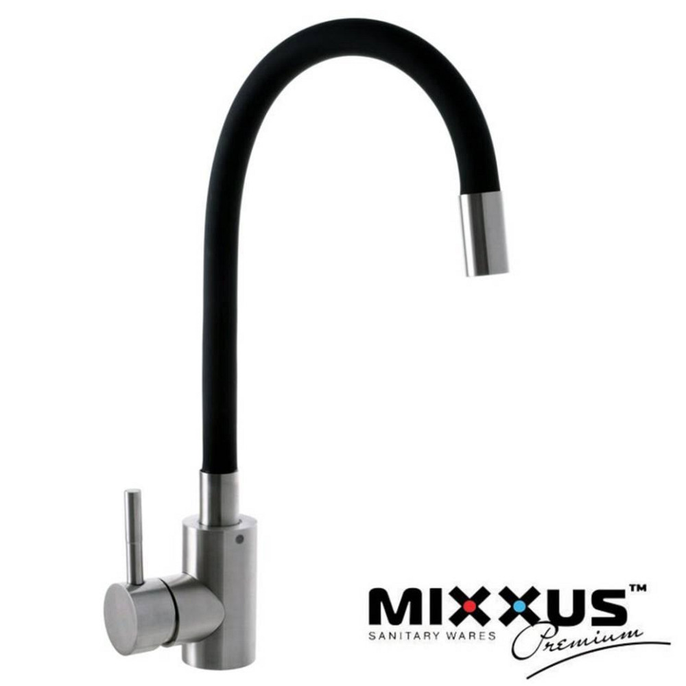 Смеситель для кухни MIXXUS SUS-011 REFLECTOR BLACK, с силиконовым гусаком, с нерж. стали, черный Харьков - изображение 2