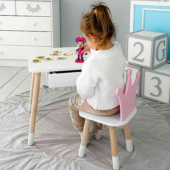 Дитячий столик зі стільчиком "Корона" біло-рожевий Київ
