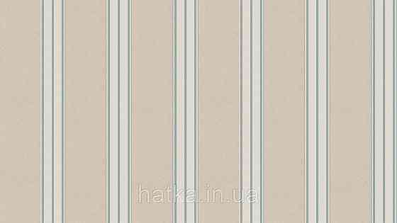 Шпалери метрові вінілові на флізеліні Sintra Classic класика смуги широкі бежеві сріблясто зелені 445327 Київ