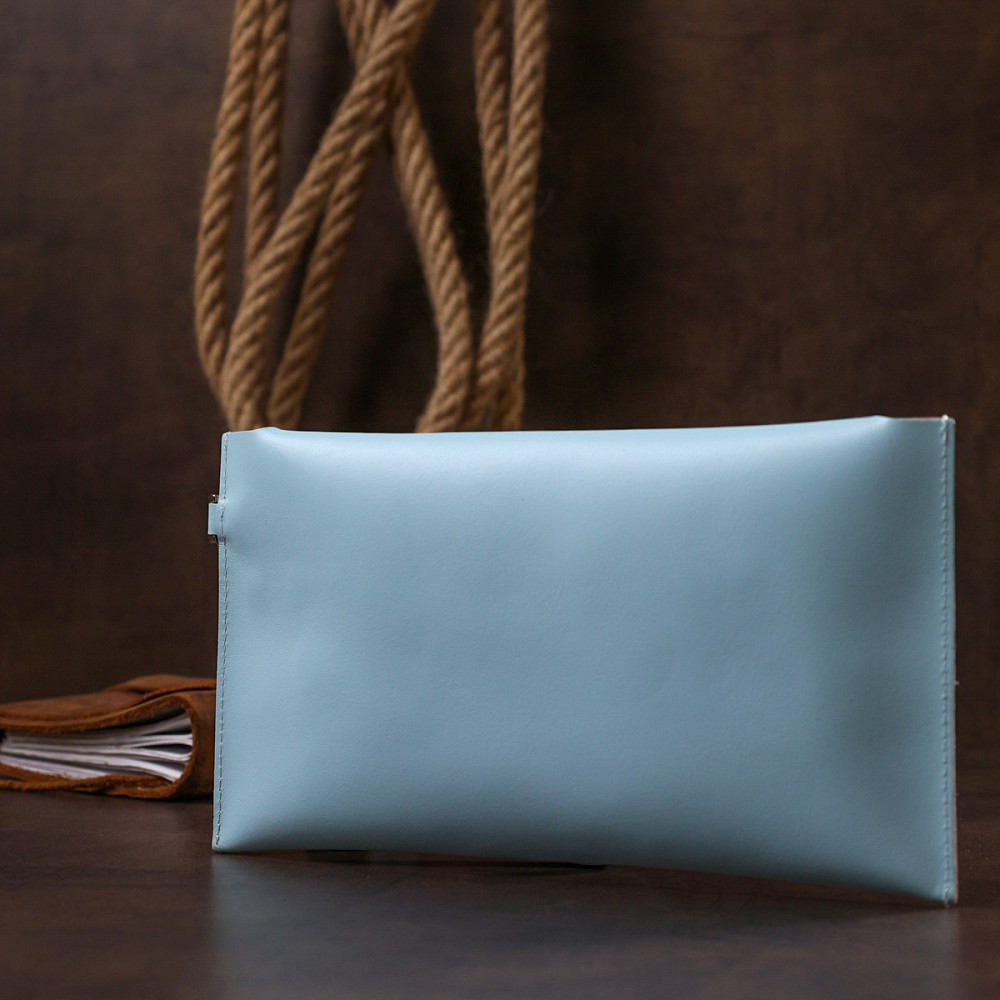 Кожаная женская тревел-косметичка Shvigel 16424 Голубой Киев - изображение 9