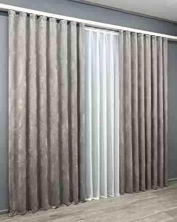 Комплект готових штор VR-Textil Шеніл преміум VELMIRA Rich № 1925ш Світло-сірий 150х290 см 2 шт (33-0991) Київ
