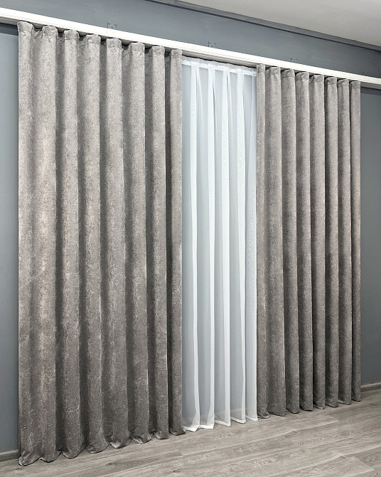 Комплект готових штор VR-Textil Шеніл преміум VELMIRA Rich № 1925ш Світло-сірий 150х290 см 2 шт (33-0991) Київ - фото 4