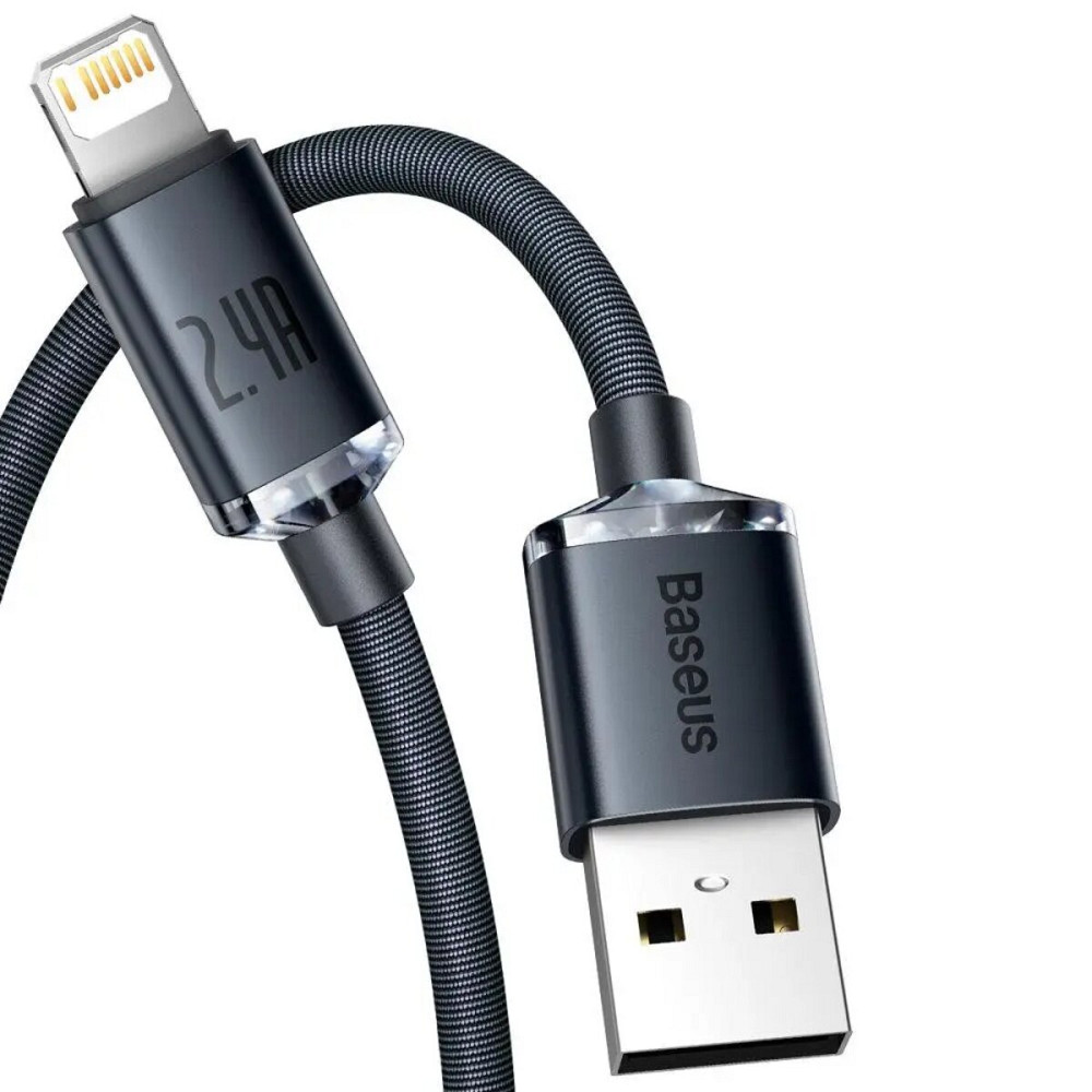 Кабель Baseus Crystal Shine Series Fast Charging Data Cable USB to iP 2.4A 1.2m Black Київ - фото 1