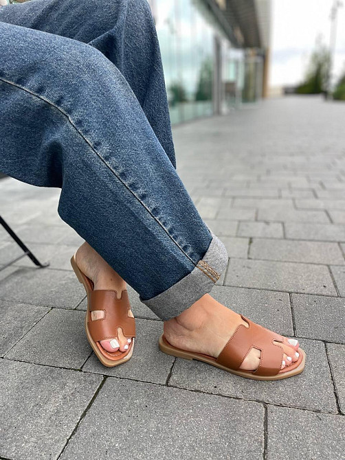 Mermaid Шльопанці жіночі з натуральної шкіри на плоскій підошві коричневі Mermaid 2401 р. 36-40 Коломия - фото 5