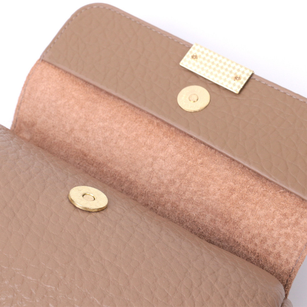 Модна шкіряна сумка з оригінальною плечовою лямкою Vintage 22403 Бежева Київ - фото 6