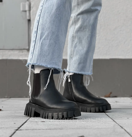 Ботинки женские Челси из натуральной кожи с застежкой демисезонные размер 40 черный Хмельницкий