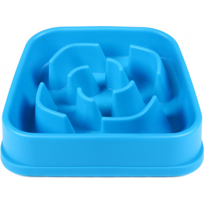Посуда для собак Dexas Силиконовая квадратная миска Slow Maze Feeder для медленного кормления 1.44 л голубая (0084297309749) Винница - изображение 1
