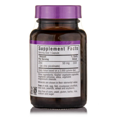 Мінерали Bluebonnet Nutrition Цинк Пиколинат 50мг, 50 гелевих капсул (BLB-00738) Вінниця - фото 2
