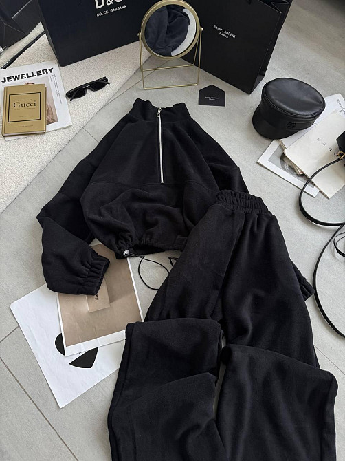 Женский теплый повседневный костюм двойка турецкий двусторонний флис полар Одесса - изображение 1