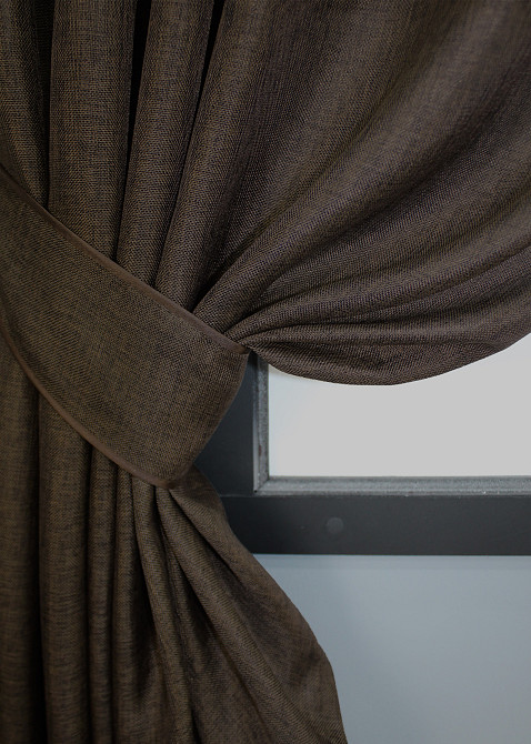 Комплект коротких штор VR-Textil Льон Мішковина № 107ш 130х170 см 2 шт Венге (35-0130) Київ - фото 3