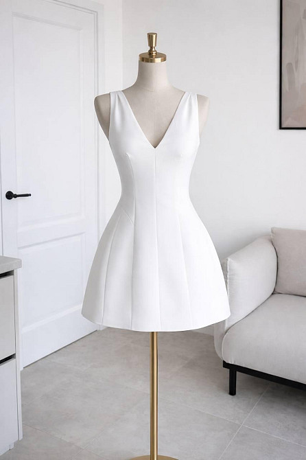 Женское базовое мини платье костюмка + подкладка софт Молочный, 42/44 Одесса - изображение 3