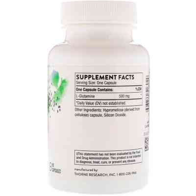 Амінокислота Thorne Research L-Глютамин, L-Glutamine, 90 капсул (THR-51802) Вінниця