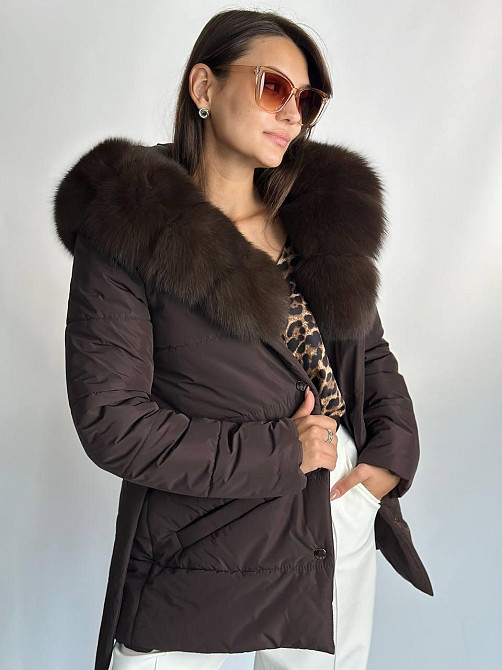 Жіночий пуховик Oslo з хутром фінського песця Шоколад, 46, Т.Соболь Харків - фото 9