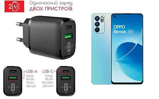 Сетевое зарядное устройство для Oppo Reno 6 5G, 20W 3A, Quick Charge 3.0 Киев