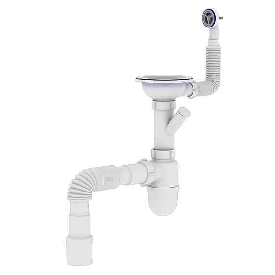 Сифон OPTIMUM 31/2″*40 для мийки з відведенням для прал маш, з круглим гнучким переливом та гнучкою трубою 40х40/50 OPTI 27243 Тернополь