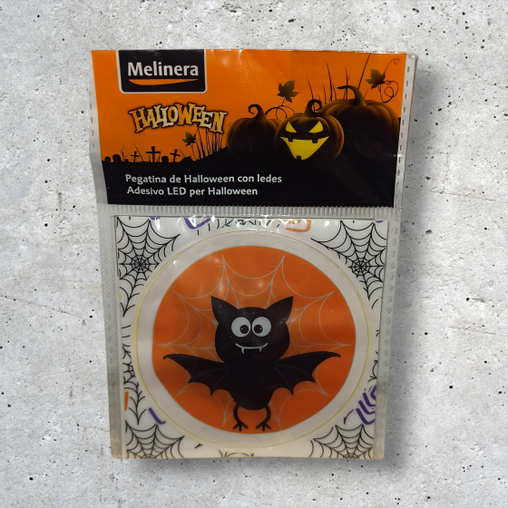 Наліпка на Хелловін 8 см зі світлодіодами Кажан помаранчевий Київ