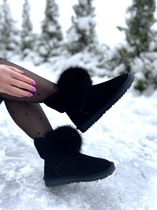 Угги жіночі OUQIDAGENI чорні замша натуральна висота 16 см (A1801-1) Коломия - фото 8