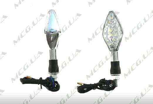 Поворот світлодіодний, човен (15 LED, хром, біле скло) JS Київ