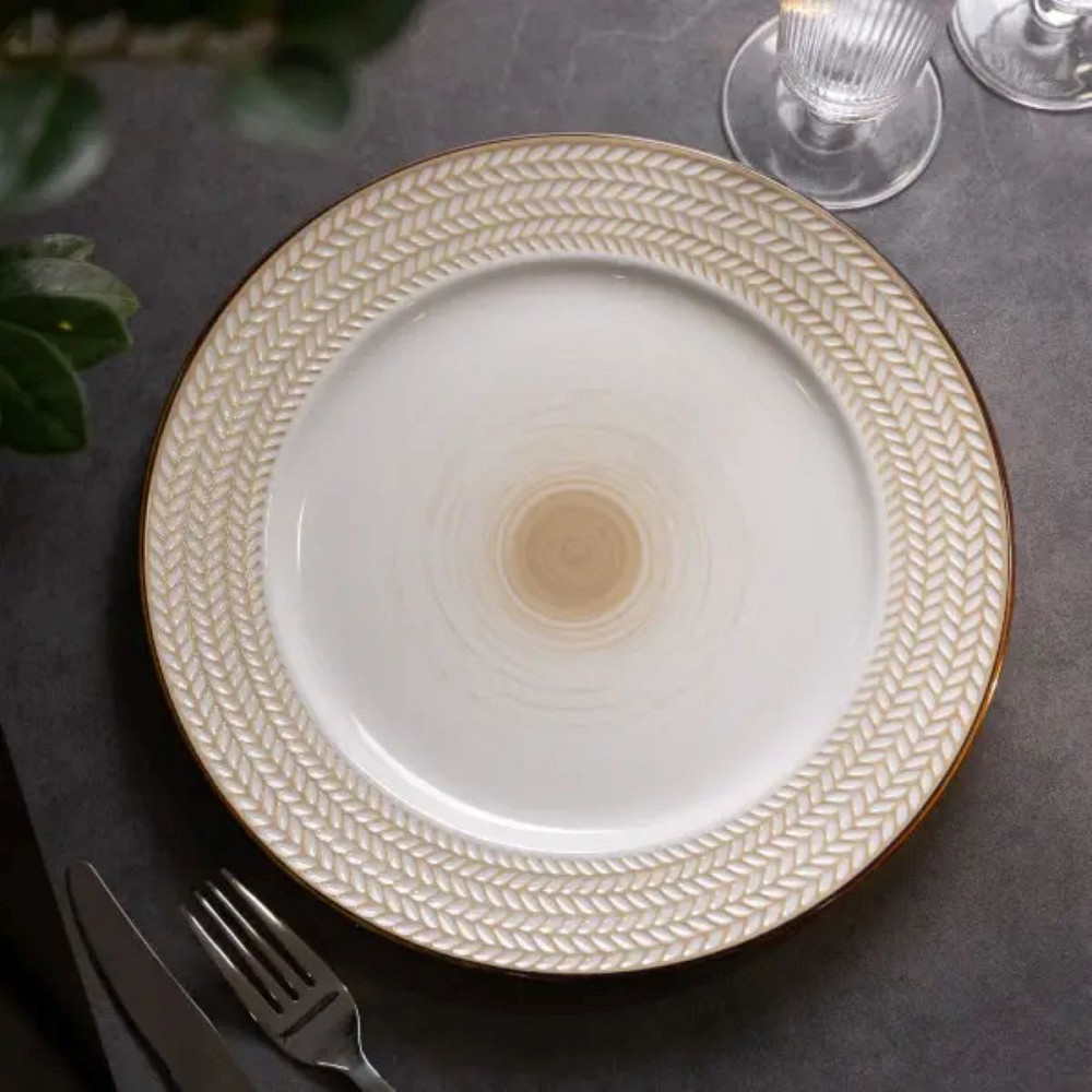 Тарілка сервірувальна 26 см плоска порцелянова HP23387 Коломия - фото 3