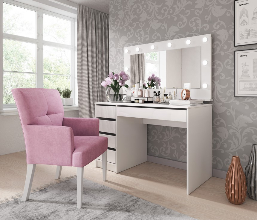 Стіл туалетний письмовий Perfect Home Ада / Ada 5S/120 з 5 шухядами Білий глянець (PFH-091306) Дніпро - фото 5