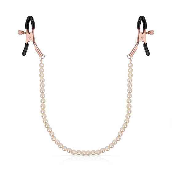 Затискачі для сосків з перлинним ланцюжком Rosy Gold - Nipple Clamps Pearls Sex Aura Київ
