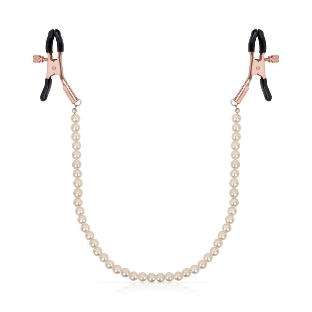 Затискачі для сосків з перлинним ланцюжком Rosy Gold - Nipple Clamps Pearls Sex Aura Київ - фото 1