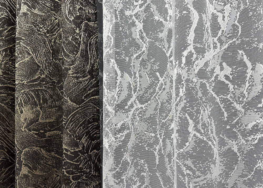 Комплект штор VR-Textil Жаккард Fantasy 100х270 2шт и Тюль 400х270 1632ш-1783т Венге с белым 71-051/2 Киев - изображение 6