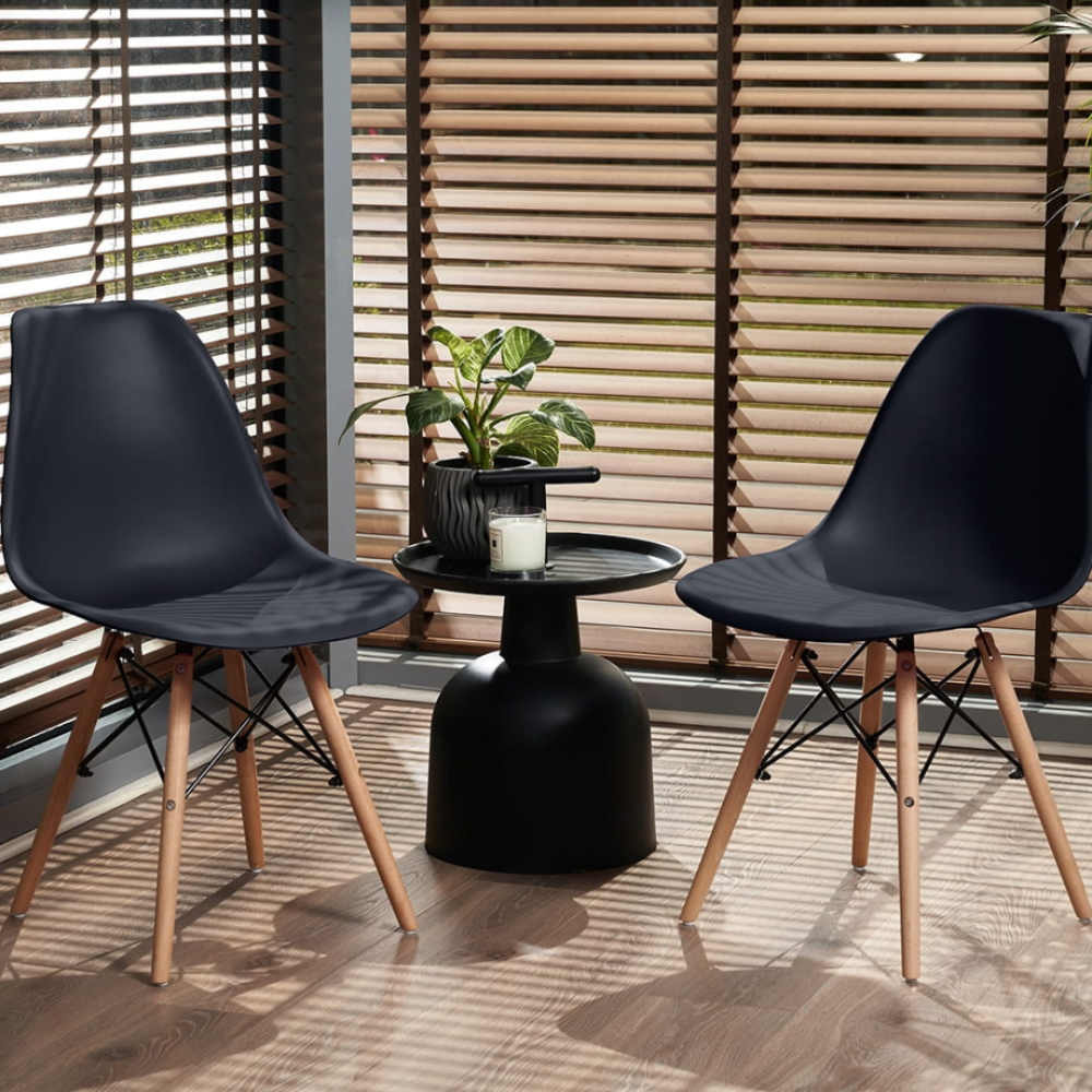 Стілець Eva Jumi у скандинавському стилі з дерев'яними ніжками чорний Київ - фото 9